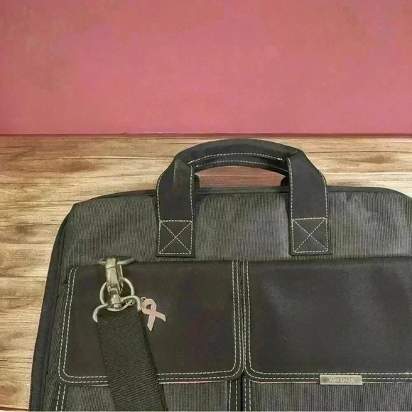 Targus Laptop Case Women’s Black Pink Breast Cancer Awareness Messenger Bag - Picture 6 of 7